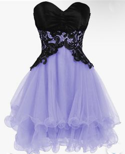 Ellames Sweetheart Cocktail Prom Short Dress Purple And Black Size 2