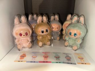Pop-mart Labubu The Monster  HAVE A SEAT COLLECTION SET OF 6 WITH CARDS AND CLEAR PROTECTIVE CASES