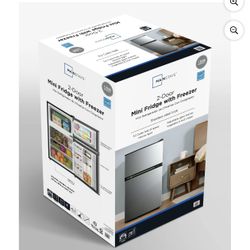 Refrigerador Mainstays Refrigerador de 2 Puertas con Congelador de 3.2 Cu. ft., Apariencia de Acero Inoxidabler