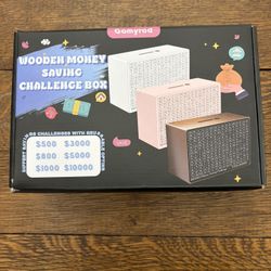 New In Box Wooden Money Savings Box