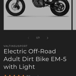 Valtinsusport

Electric Off-Road Adult Dirt Bike EM-5 with Light