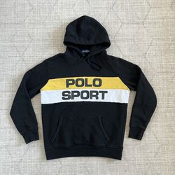 Polo Sport Ralph Lauren Men’s Black/White/Yellow Colorblock Pullover Hoodie