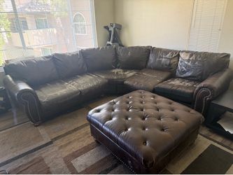 Three piece sectional leather couch