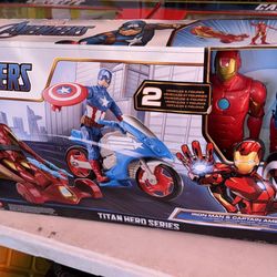 Hasbro Marvel Avengers Titan Hero Series Iron Man & Captain America 12" Tall Set
