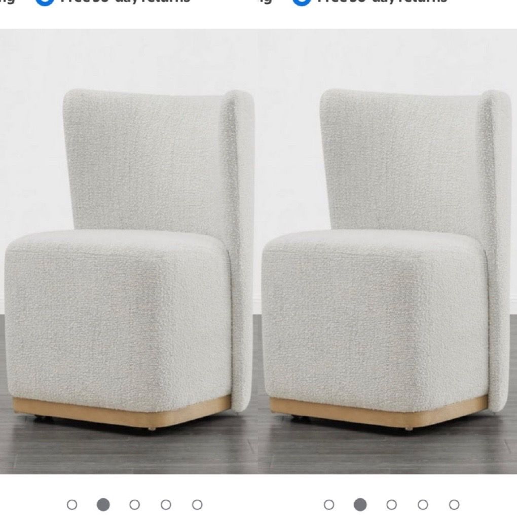 NEW IN BOX CHITA Modern Wingback Dining Chairs with Casters&Wood Base Set of 2