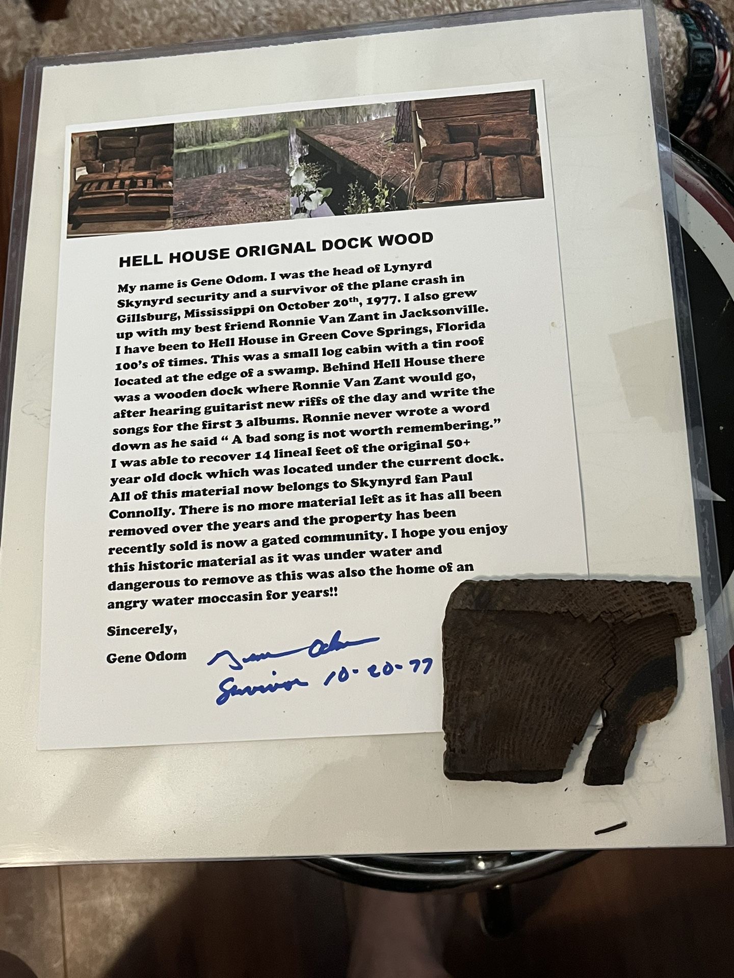 Lynyrd Skynyrd Hell House Wood Historical Artifact