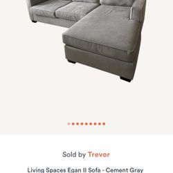 Living Spaces Egan II Sofa - Cement Gray