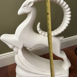 Vintage Royal Haeger White Textured Gazelle Antelope Sculpture 19”