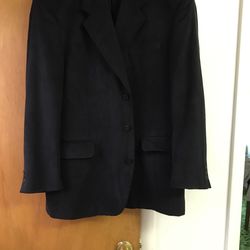 Carlo Zarelli 42L Black Sport Coat Soft Ultrasuede Like New $125-