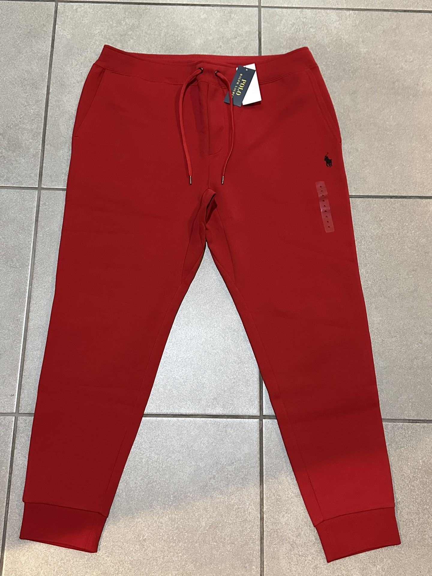 Brand New With Tags Men's Ralph Lauren Polo Double-Knit Red Black Jogger Pants Men’s Size XL
