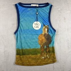 VRG GRL Horse Tank Top Women’s Size XS Size 8 Baby Doll Fairy Shirt NWT #2B