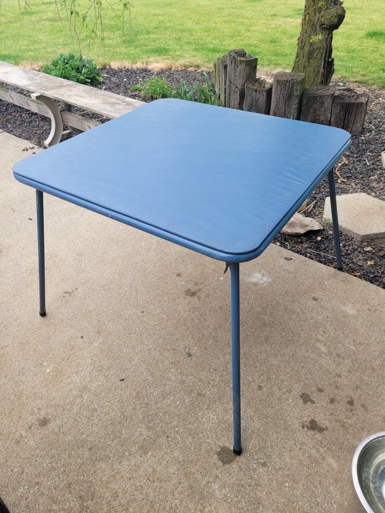 Blue folding table 34x34in