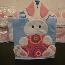 5 NEW FELT EASTER BUNNY BAGS