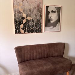 Stylish Brown Suede Look Settee - Great For Small Places