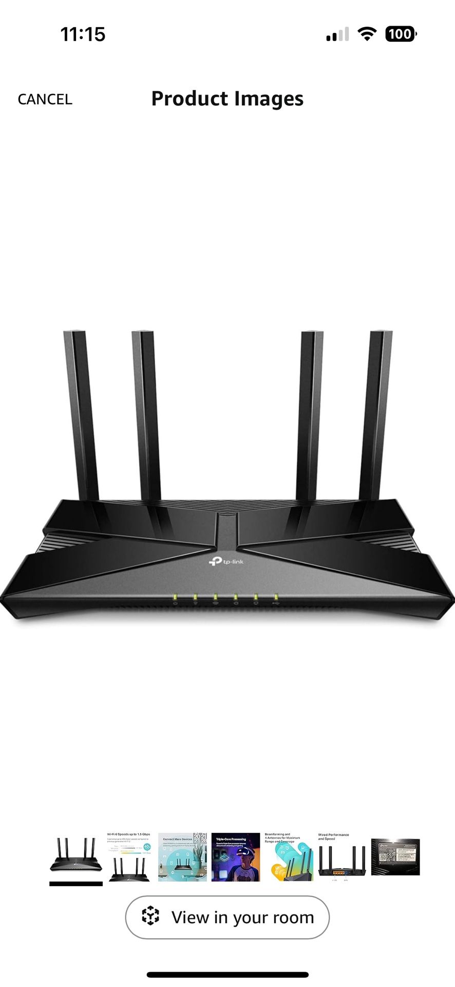 TP Link Archer AX 1500 WiFi 6 Router (like new in box)