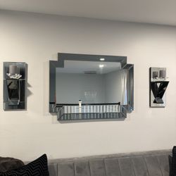 Mirror and 2 Z Gallerie Mirror Wall Sconces 