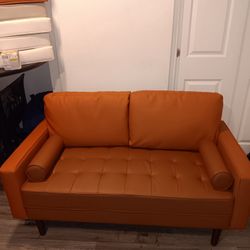 Tangerine Leather Couch