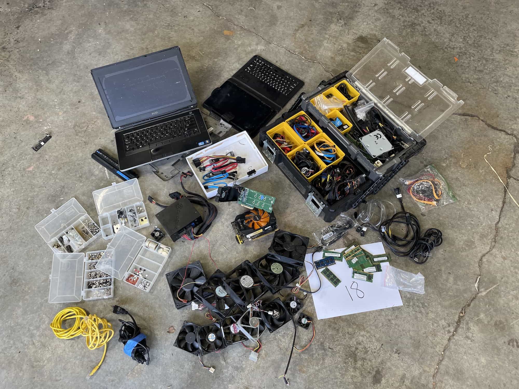 $50 - PC Parts GRAB BAG : SATA cables, RAM, mobo hardware, Case fans, NVME PCI, NVIDA GPU, Silverstone PSU + more