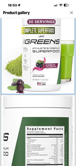 JYM Greens Super Food Powder Blueberry Acai 30 Servings