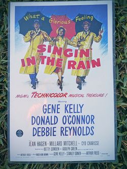 Vintage Gene Kelly and Debbie Reynolds Singing in the Rain Movie Poster 
