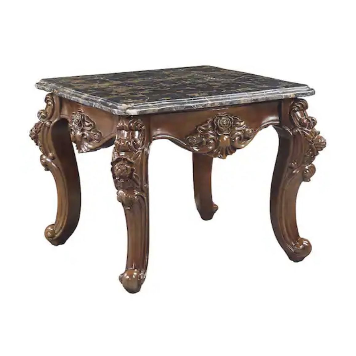 Forsythia 30 in. Marble Top and Walnut Square Marble End Table