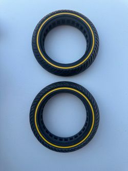 Solid Rubber Scooter Tires with Yellow Stripe – Set of 2