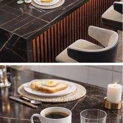 Modern Black Marble Dining Table – Seats 6–8