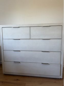 RH Clio Large Shagreen Dresser & Matching Nightstand, Frost Grey