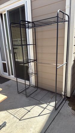 Storage shelves with hanging racks