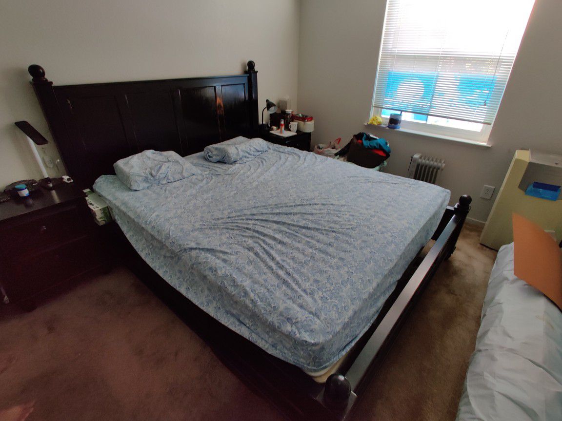 Cal King bed frame plus Premium Memory Foam 5 layers mattress.