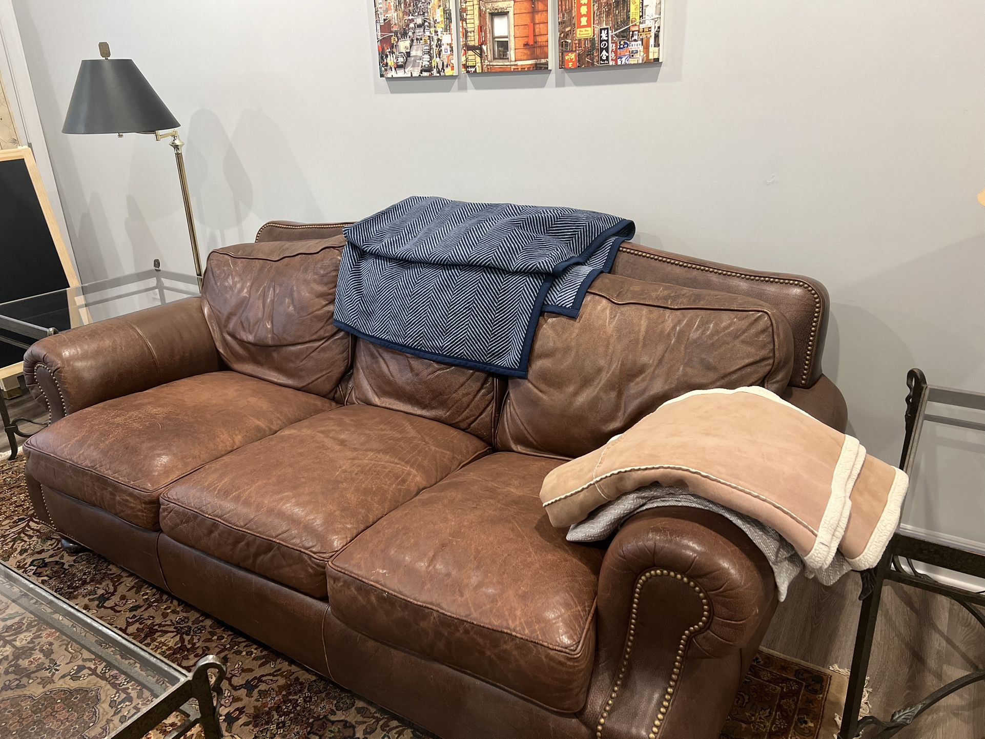 Extremely Cozy, Brown Leather Couch