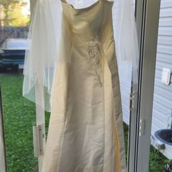 Wedding Dress Size 8 & Veil & Shoes 7-1/2 