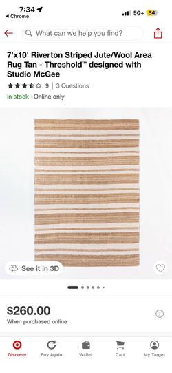 5x7 tan & white jute area rug