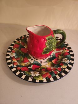 Strawberry pitcher and platter