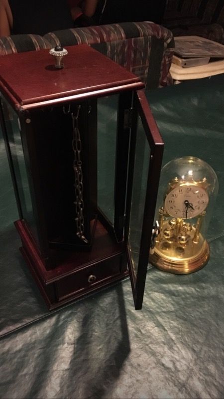 Jewelry case box and brass clock
