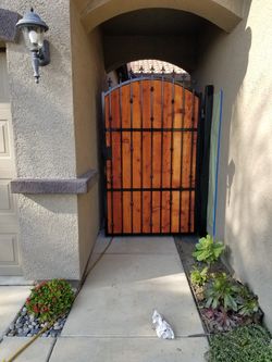Steel security gates with wood