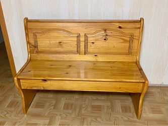 Vintage Wood Entryway Bench / Storage Settee