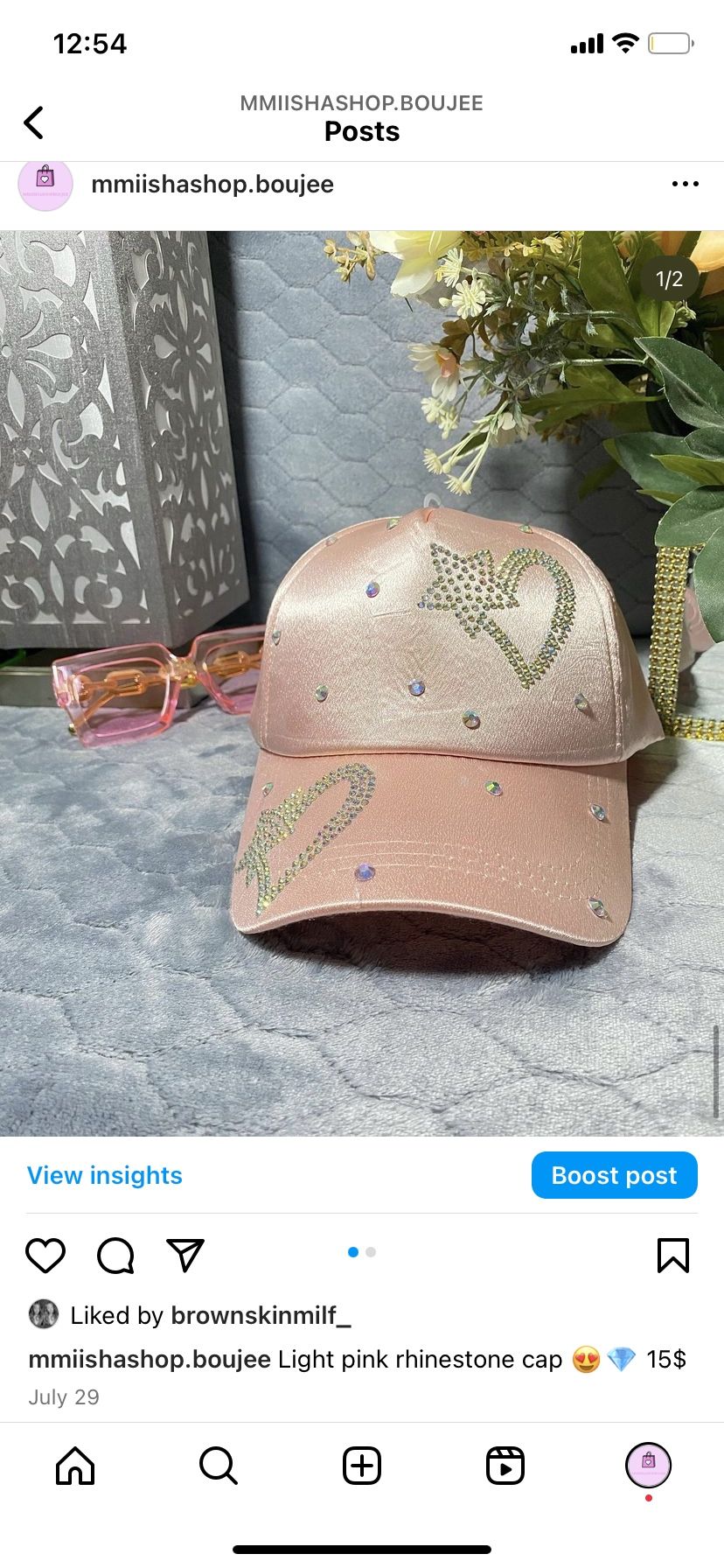 Light Pink Rhinestone Hat