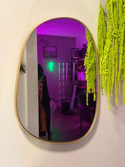 Oval Wall Mirror with Gold Frame asymmetrical