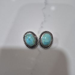 Beautiful Vintage 925 Sliver And Turquoise Earrings 