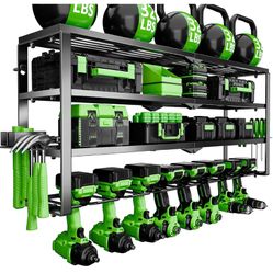Storage Racks Wall Mounted Rack, Equipped 4 Adjustable Tool Shelves