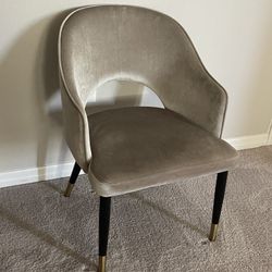 Modern Beige Velvet Accent Chair Gold Tip Legs