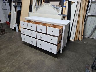 Hemnes White Wood Dresser with 9 Drawers