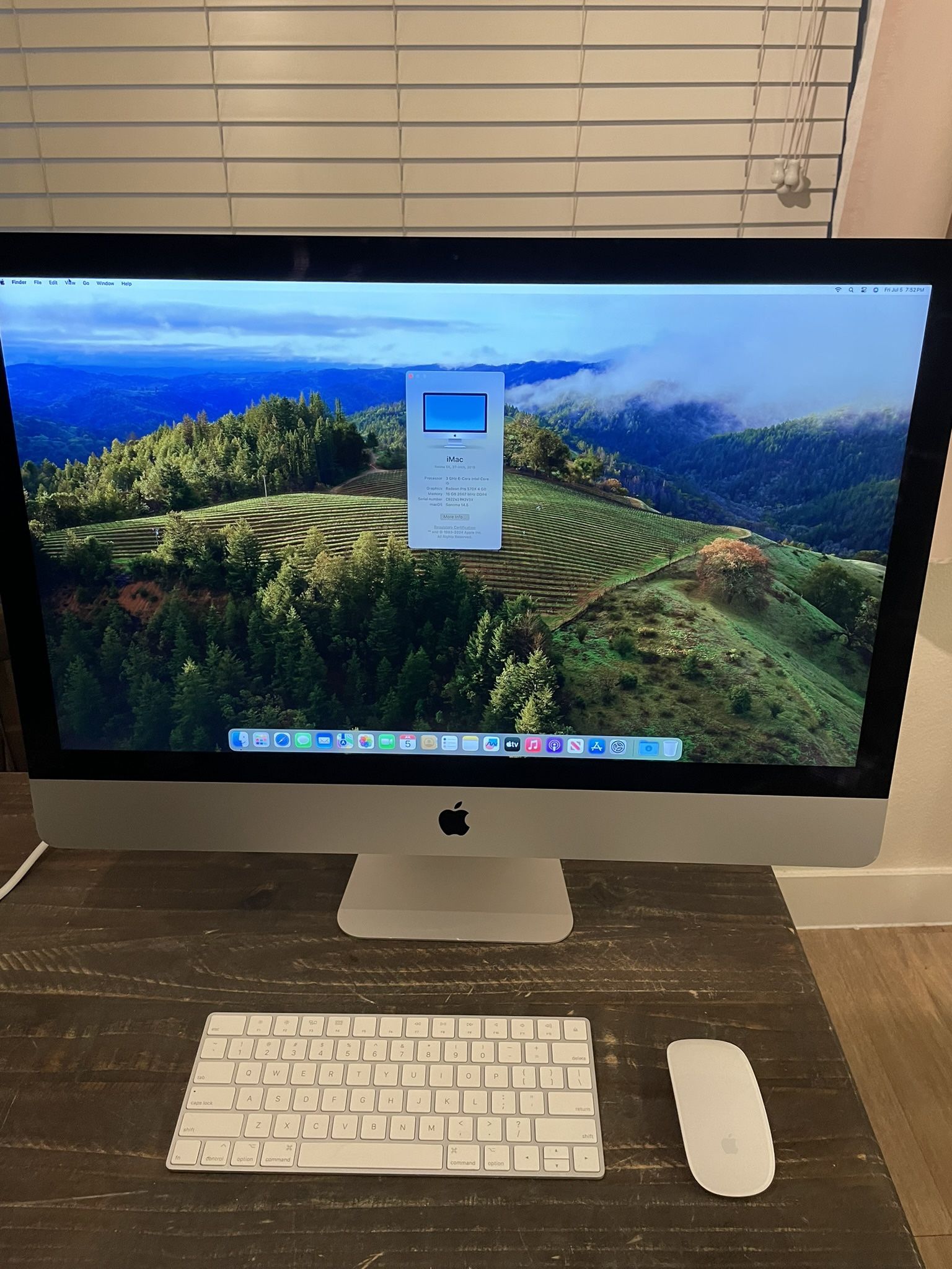 2019 Apple iMac Large 27” Screen 5K Retina Display 16gb Ram 3 GHz 6 Core Intel i5 macOS Sonoma 1tb Hdd. Wireless Keyboard And Mouse