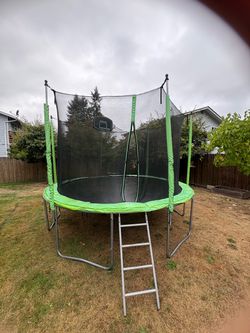 Large Trampoline with Safety Net and Ladder