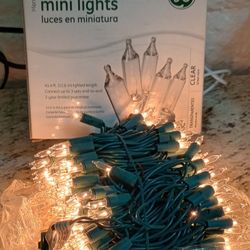 Christmas Lights Clear, GE 200 Count Mini, Green Wire