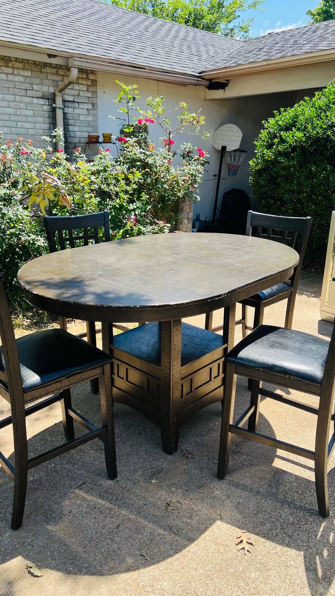 Dining Table Round Counter Height Dining Table W Shelve Solid Wood Comedor Starter Home