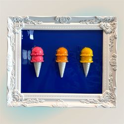 16” x 18” Resin Ice Cream Cone Wall Art – Framed Gallery Panel 🍦🎨