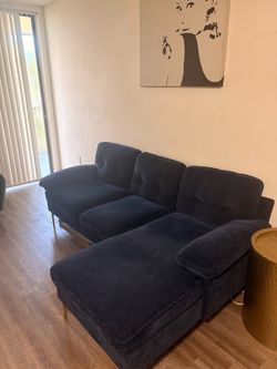 Dark Blue L-Shaped Couch