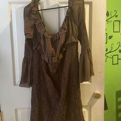 Beautiful Ruffle Dress In Brown Size 3x